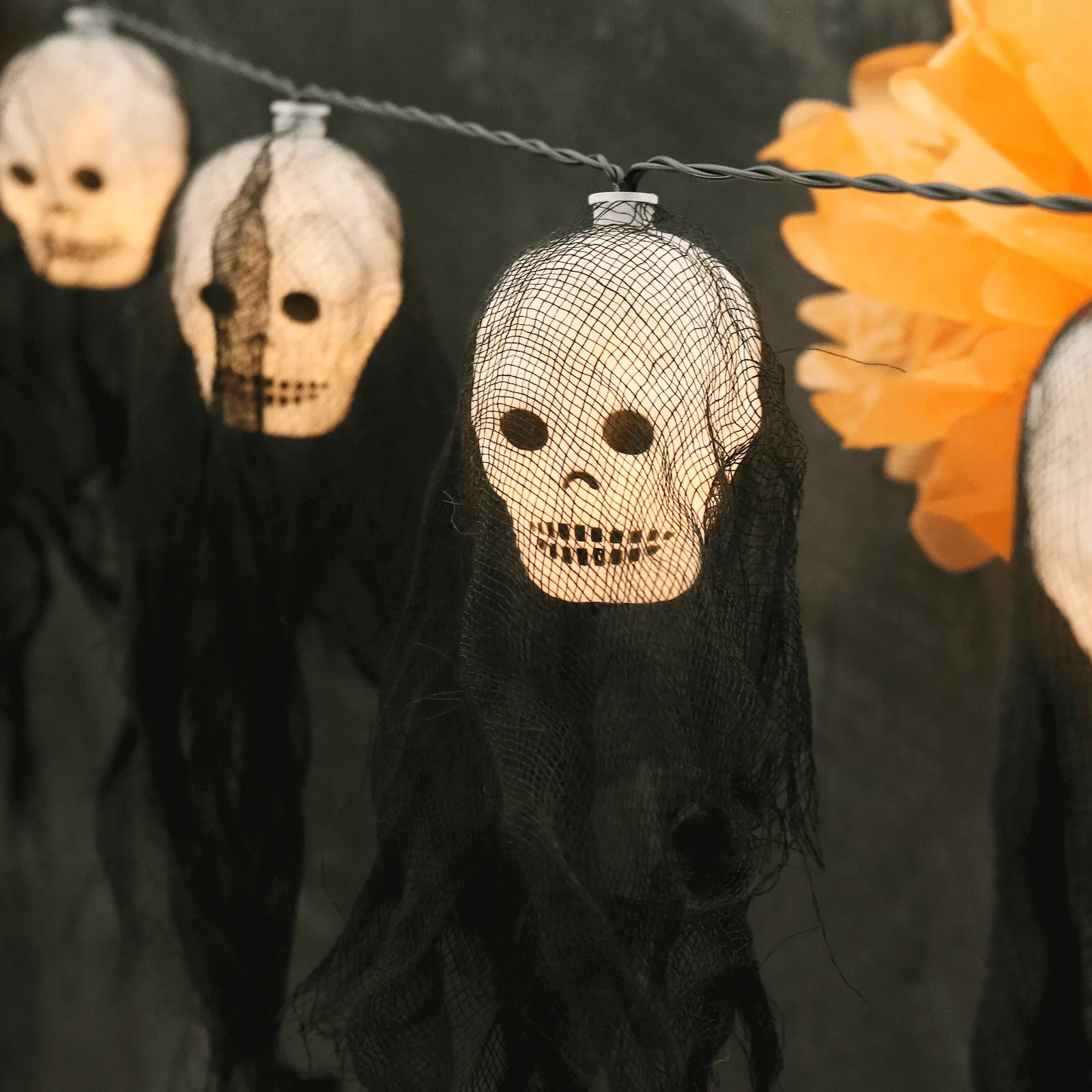 10 Skull In Shroud String Lights Halloween Party Decorations