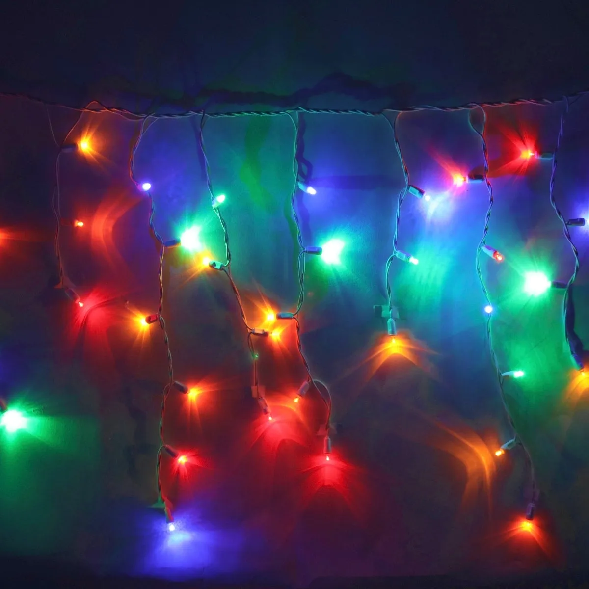 100-light Multicolor 5mm LED Icicle Lights, White Wire