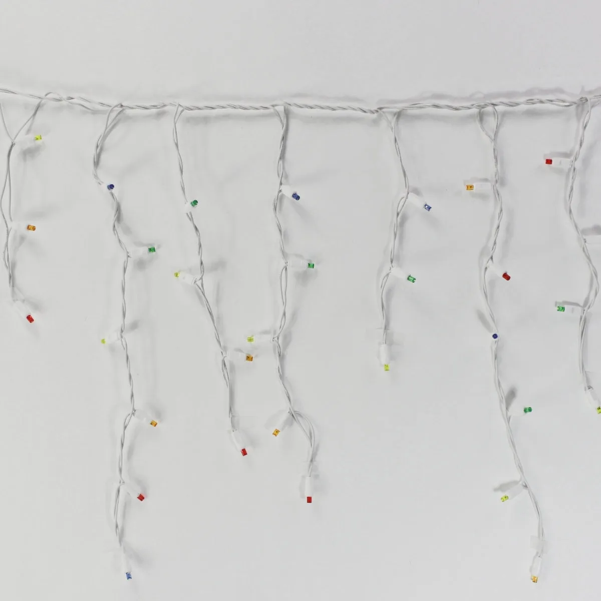 100-light Multicolor 5mm LED Icicle Lights, White Wire