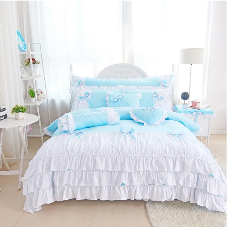 100% PURE COTTON GIRL'S PRINCESS WIND SKIRT RUFFLE DUVET BEDDING SET (3 or 4 pc)