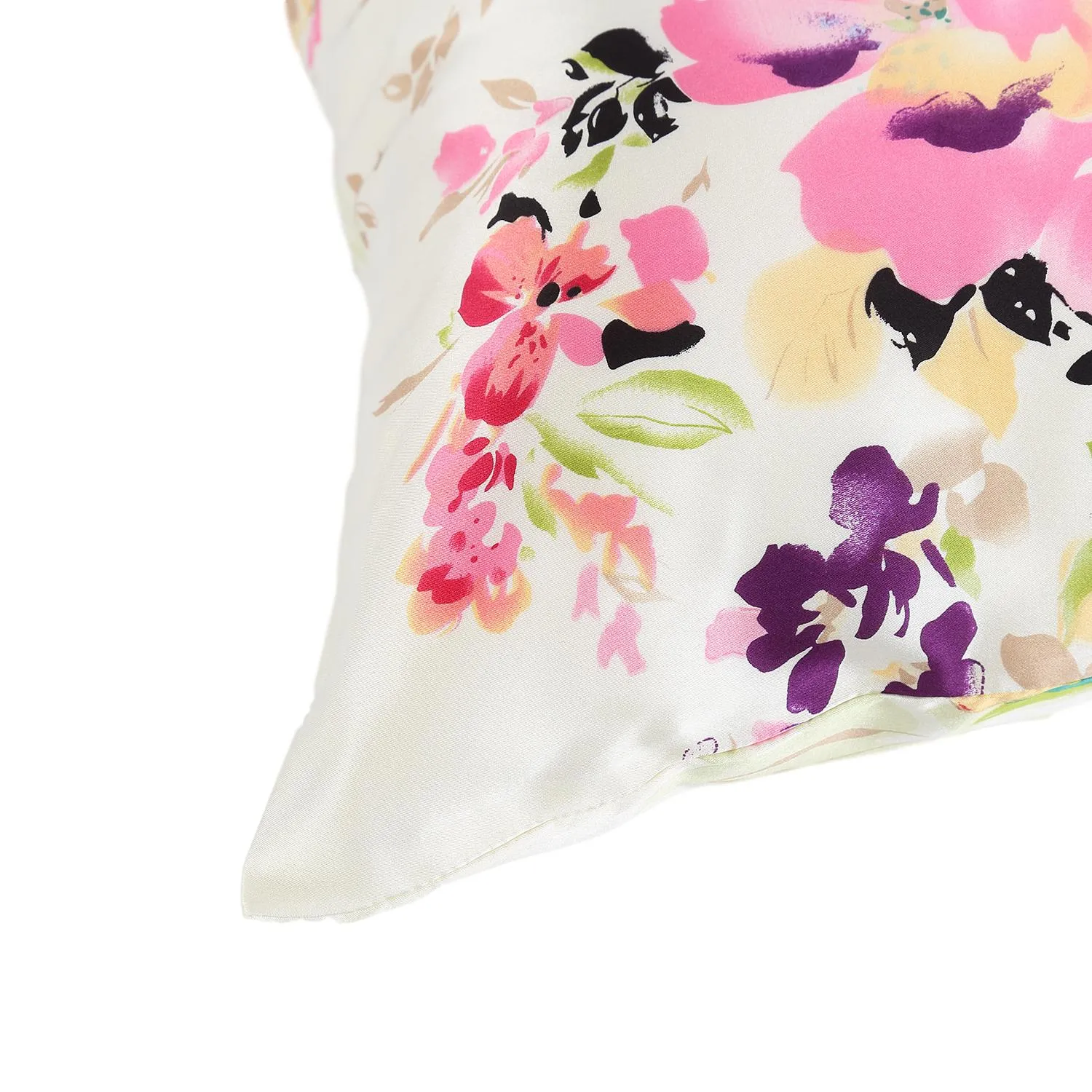 100% Silk Pillowcase White Floral  Print PC23