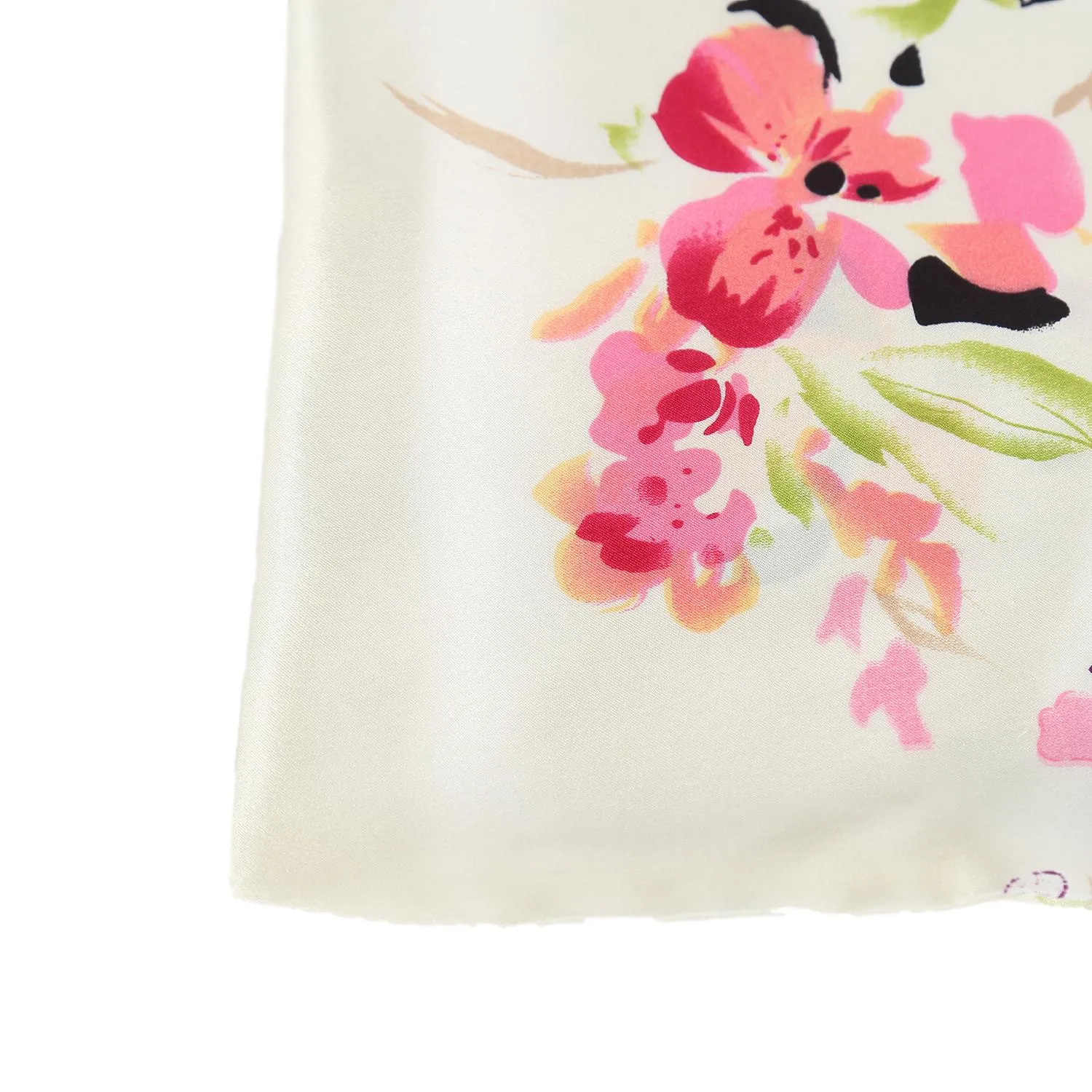 100% Silk Pillowcase White Floral  Print PC23