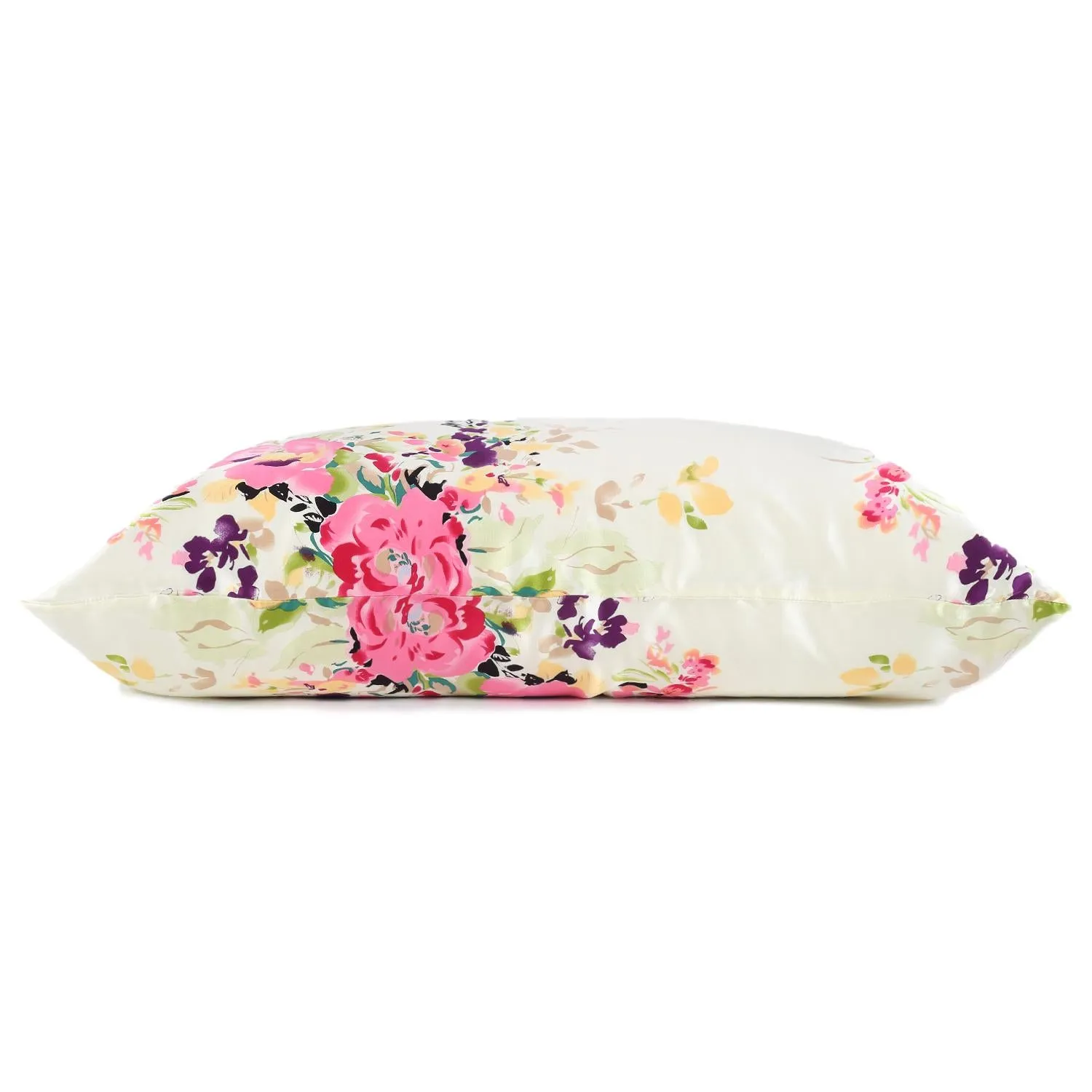 100% Silk Pillowcase White Floral  Print PC23