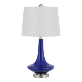 100W Kleve Glass Table Lamp With Taper Drum Hardback Linen Shade  (Priced And Sold As Pairs)