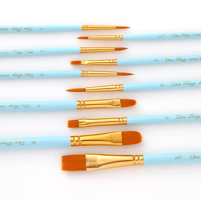 10pcs  Gold Nylon Hair Brush  Watercolor Brush