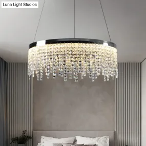 16"/19.5" Wide Chrome Round LED Crystal Ceiling Chandelier in Modern Style - Warm/White Light