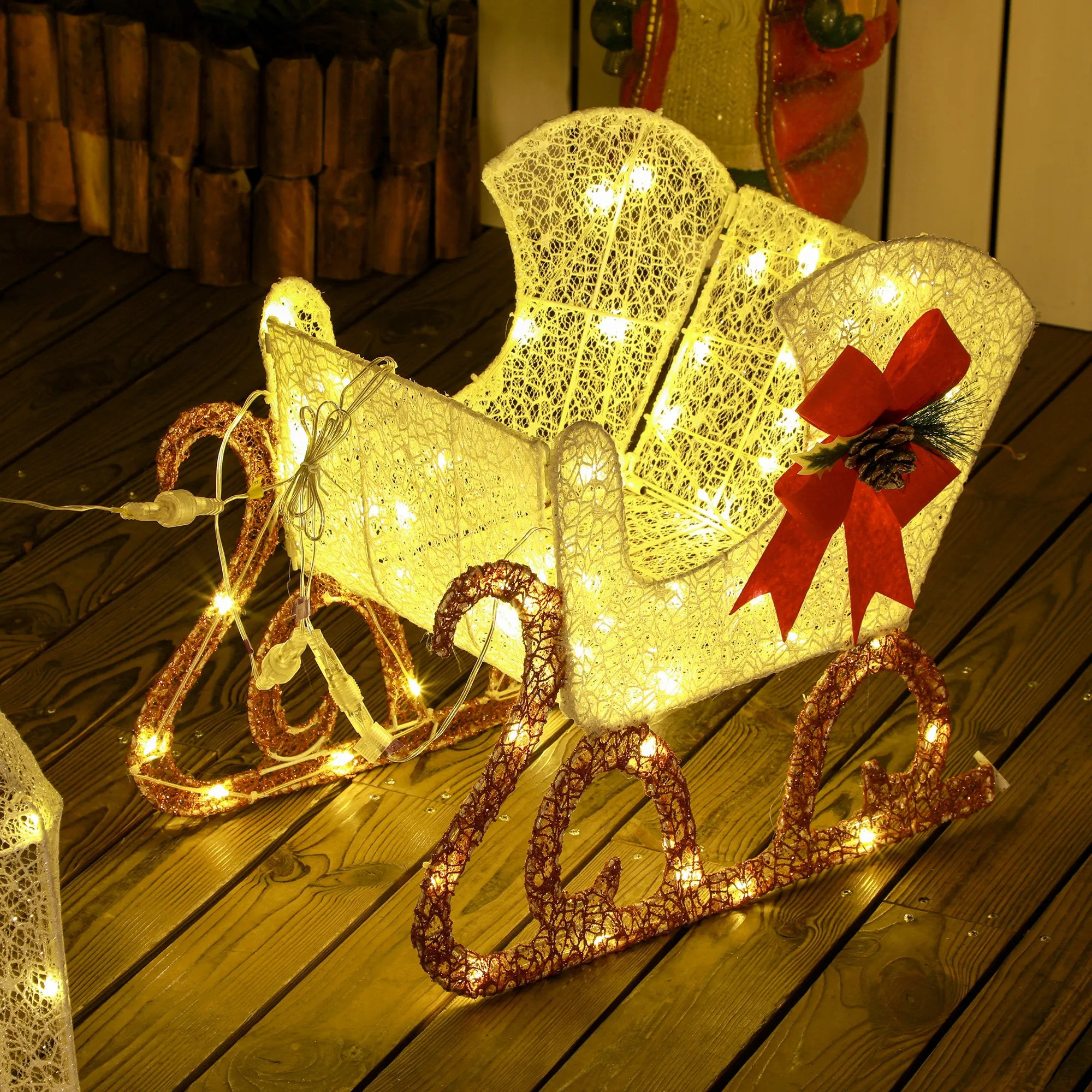 170 LED Light Reindeer And Sleigh Christmas Decoration