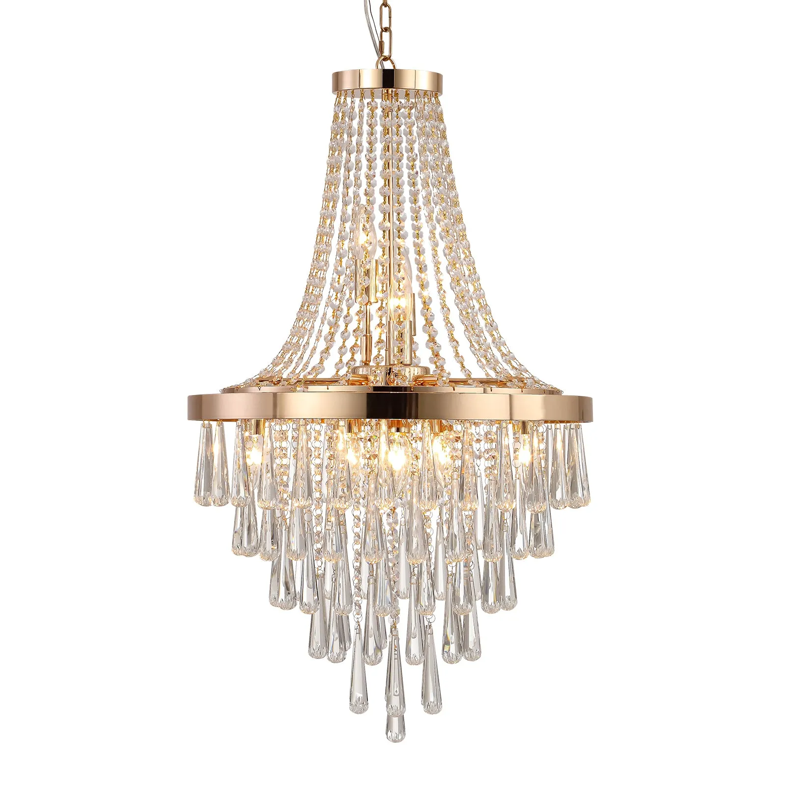 19.7" Gold Luxury K9 Crystal Chandelier Modern Large Living Room Ceiling Chandelier Chain Chandelier