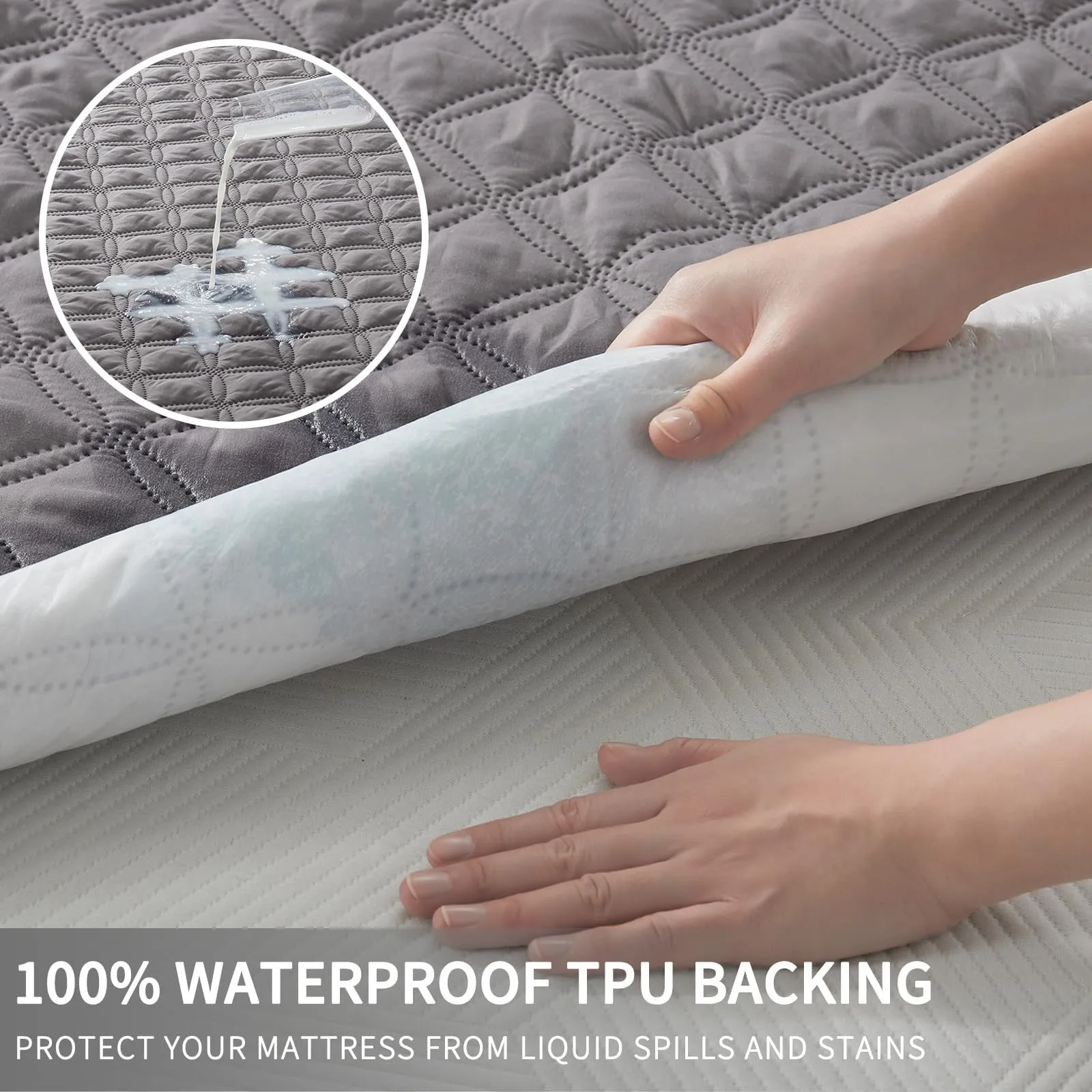 2 Pack Waterproof Mattress Protector, Twin Size Mattress Pad Noiseless with Deep Pocket Fitted for 6"-18", Soft & Breathable Dirt-Proof Single Bed Mattress Cover for Kids Bedroom, Dorm Room (Gray)