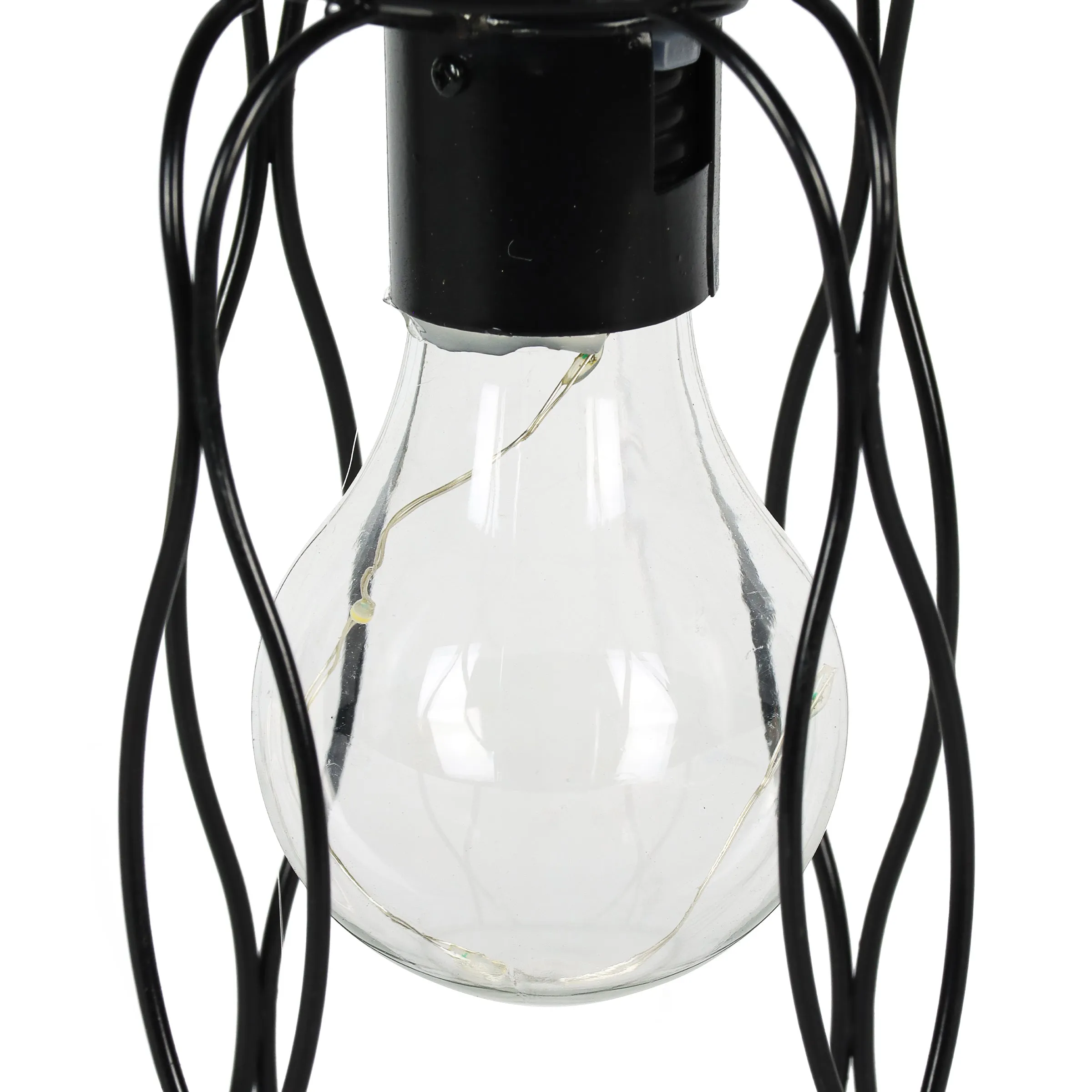 2 Piece Solar Black Metal Lanterns for Tabletop or Hanging, 4.5 by 10 Inches