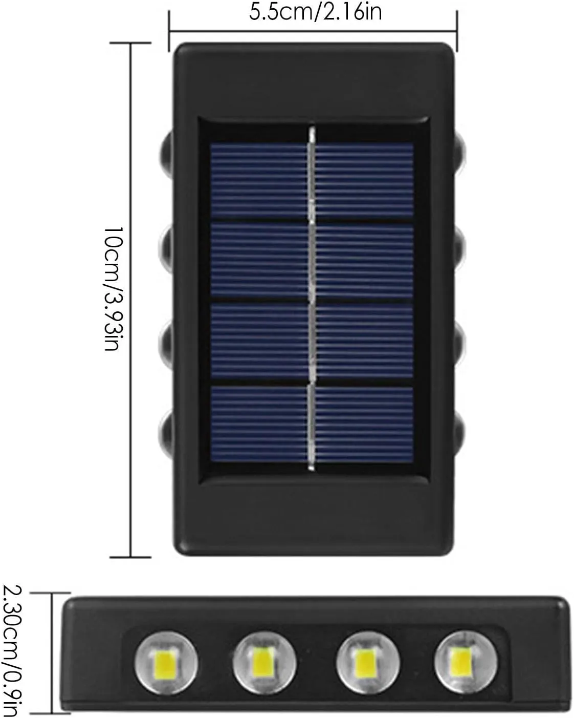 2 Portable Solar Powered Up And Down Outdoor 8Led Light Fa-08