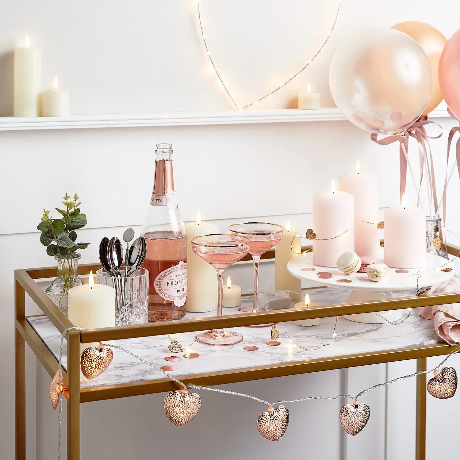 20 Rose Gold Heart Micro Fairy Lights