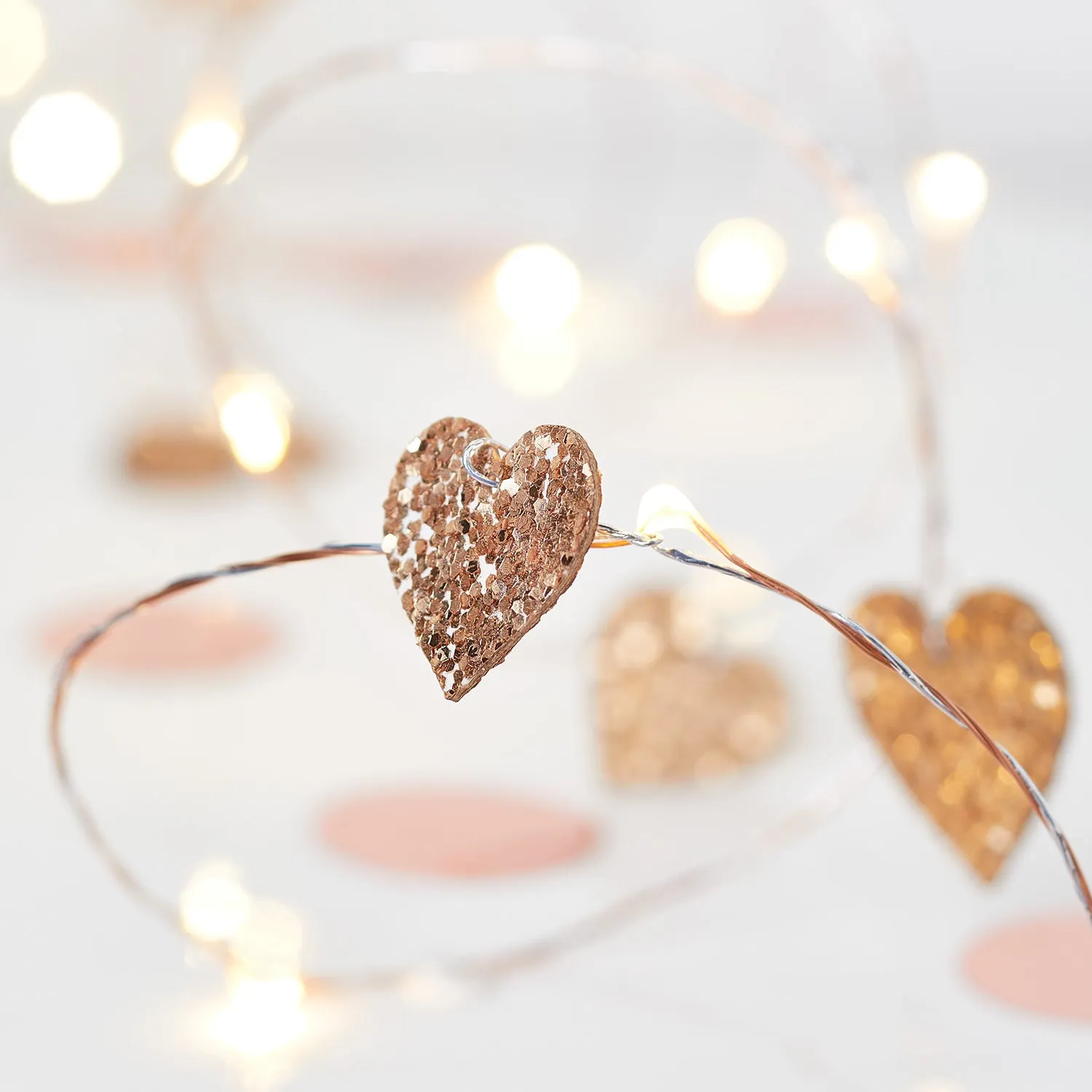 20 Rose Gold Heart Micro Fairy Lights