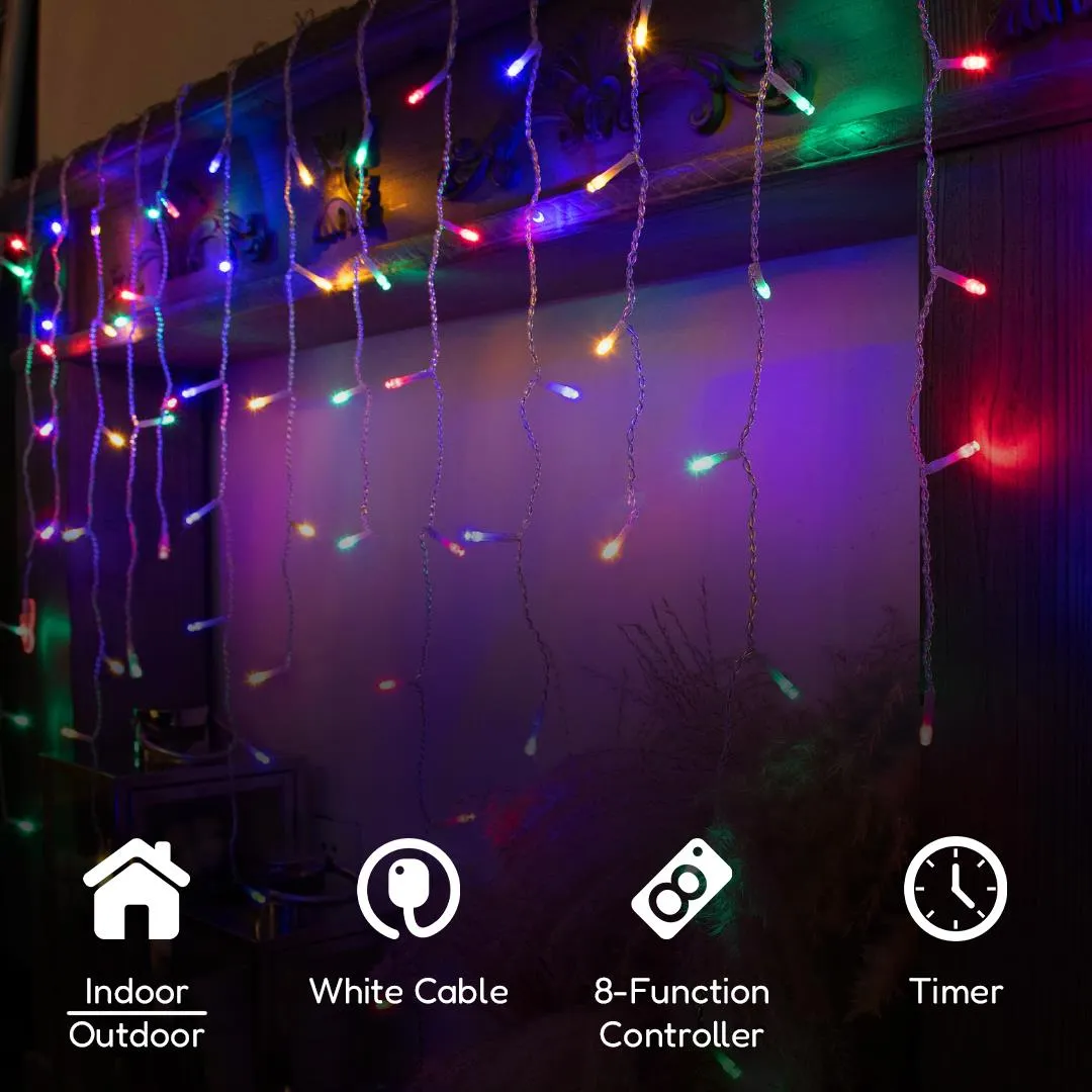 200 Pastel Multicoloured Fairy Lights With Time