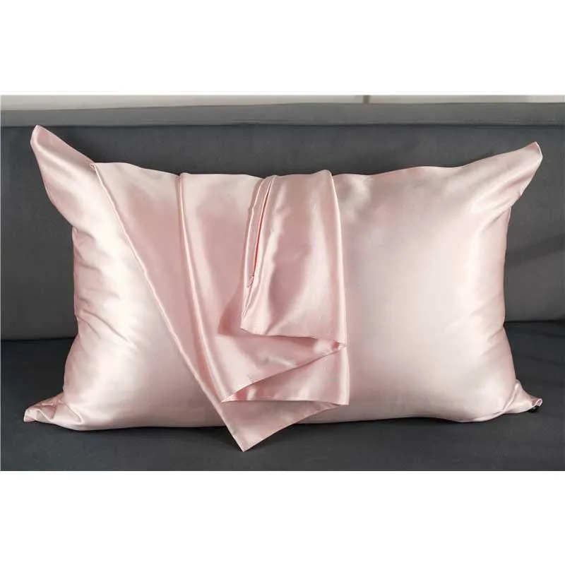 25 momme silk pillowcase - queen - hidden zip - Pink