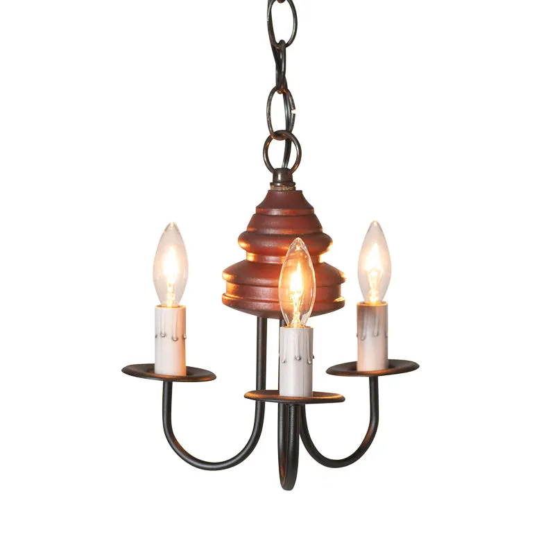 3-Arm Bellview Wood Chandelier in Rustic Red