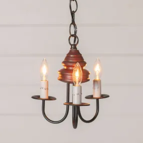 3-Arm Bellview Wood Chandelier in Rustic Red