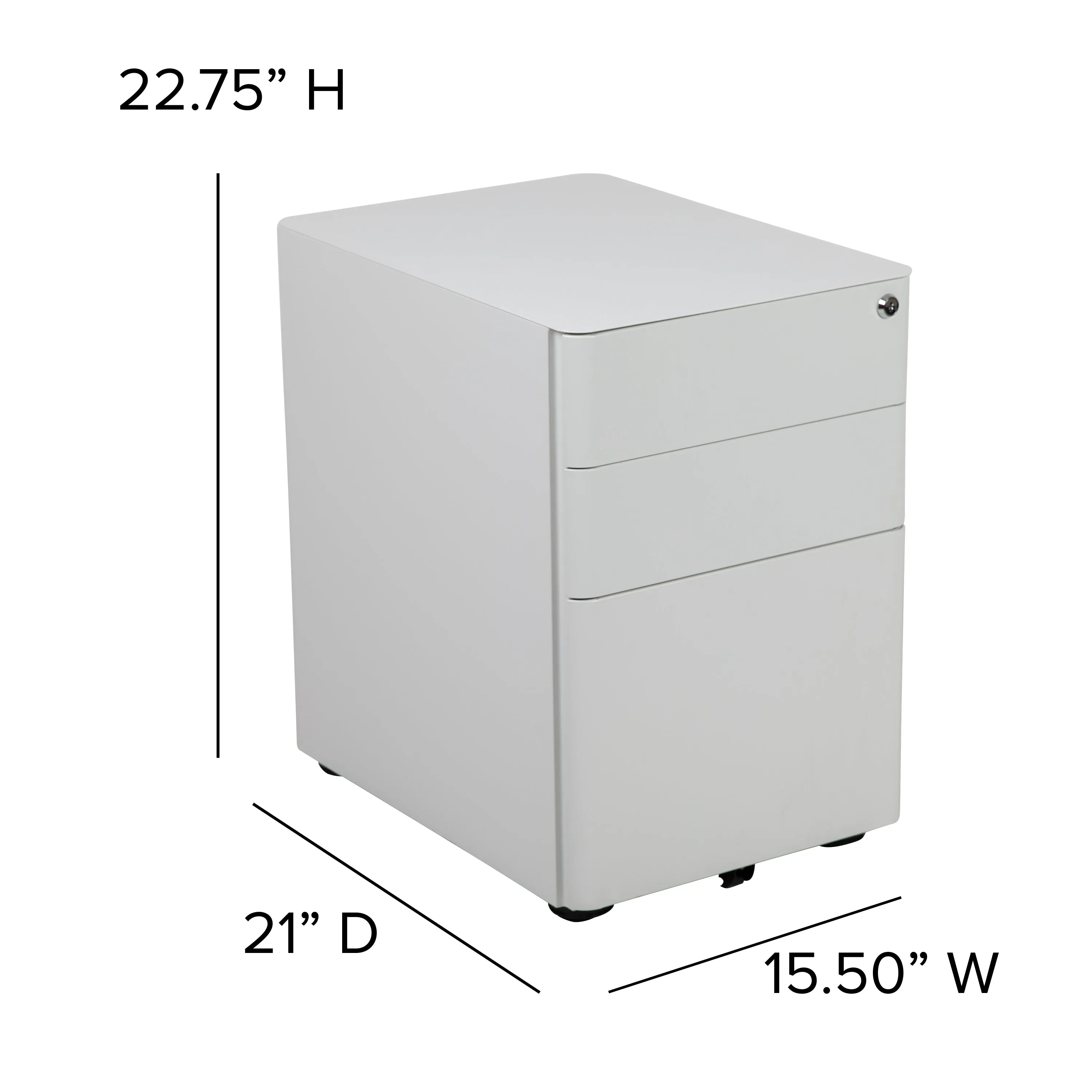 3-Drawer Filing Cabinet-White HZ-CHPL-01-W-GG