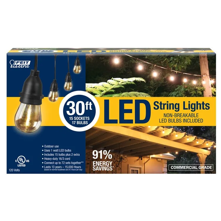 30 Ft. 15-Socket Filament LED String Light