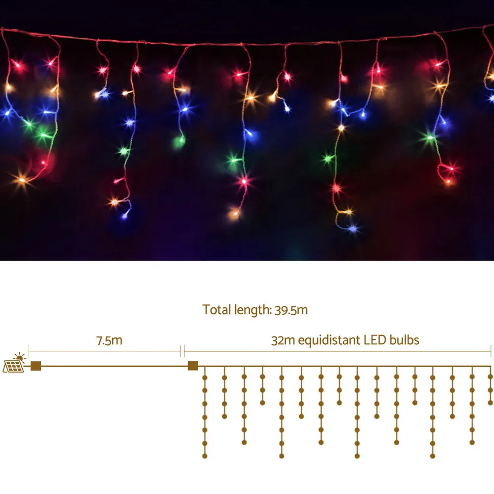 32M Christmas Lights Solar Icicle String Light 960 LED - Multi-coloured