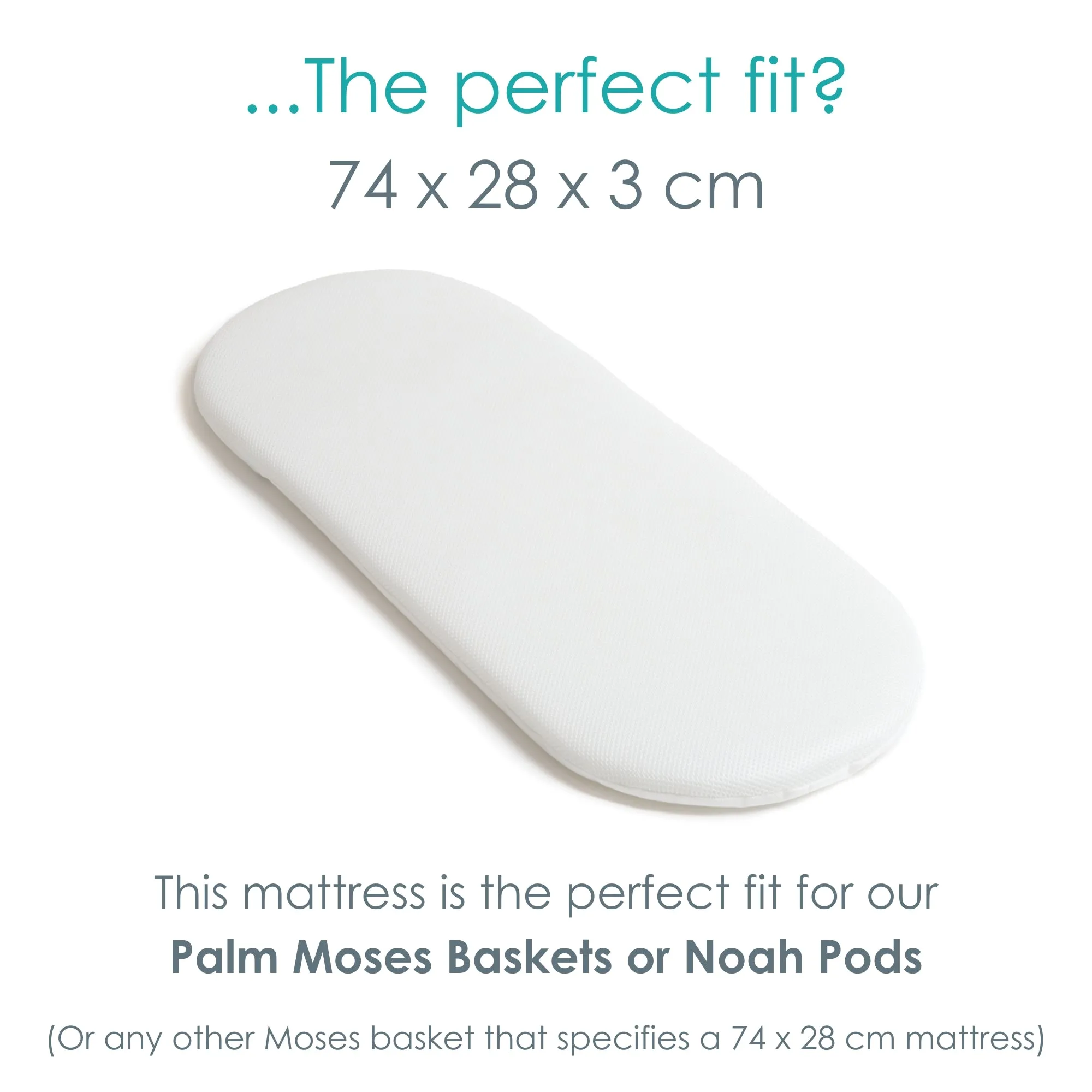 3D Mesh Palm Moses Basket/Noah Pod® Mattress - 74 x 28 cm