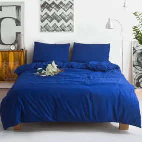 3PC Royal Blue Microfibre Bedding Set – Soft Duvet Cover, Fitted Sheet & Pillowcases