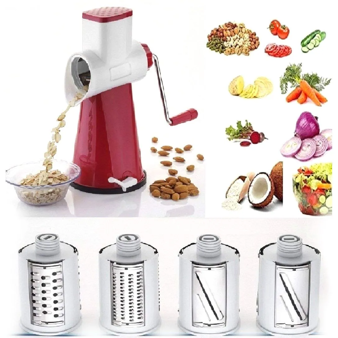 4 in 1 Drum Grater Shredder Slicer For Vegetable, Fruits, Chocolate, Dry Fruits Salad Maker