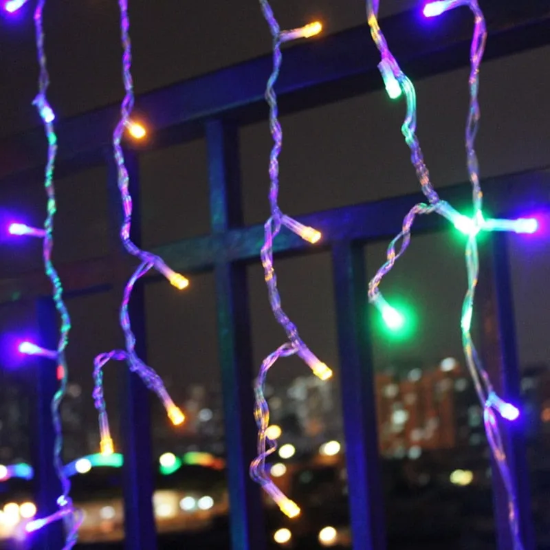 5M Christmas Garland LED Curtain Icicle String Lights Droop 0.4-0.6m AC 220V Garden Street Outdoor Decorative Holiday Light