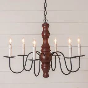 6-Arm Gettysburg Wood Chandelier in Rustic Red