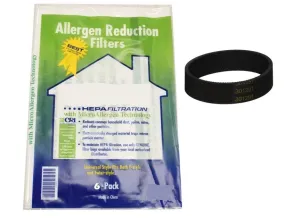 6 PK Replacement F Universal HEPA Bags   1 Belt Compatible with Kirby Avalir Sentria Generation Ultimate Upright Vacuum Cleaners. Fits 204811 204814 204808