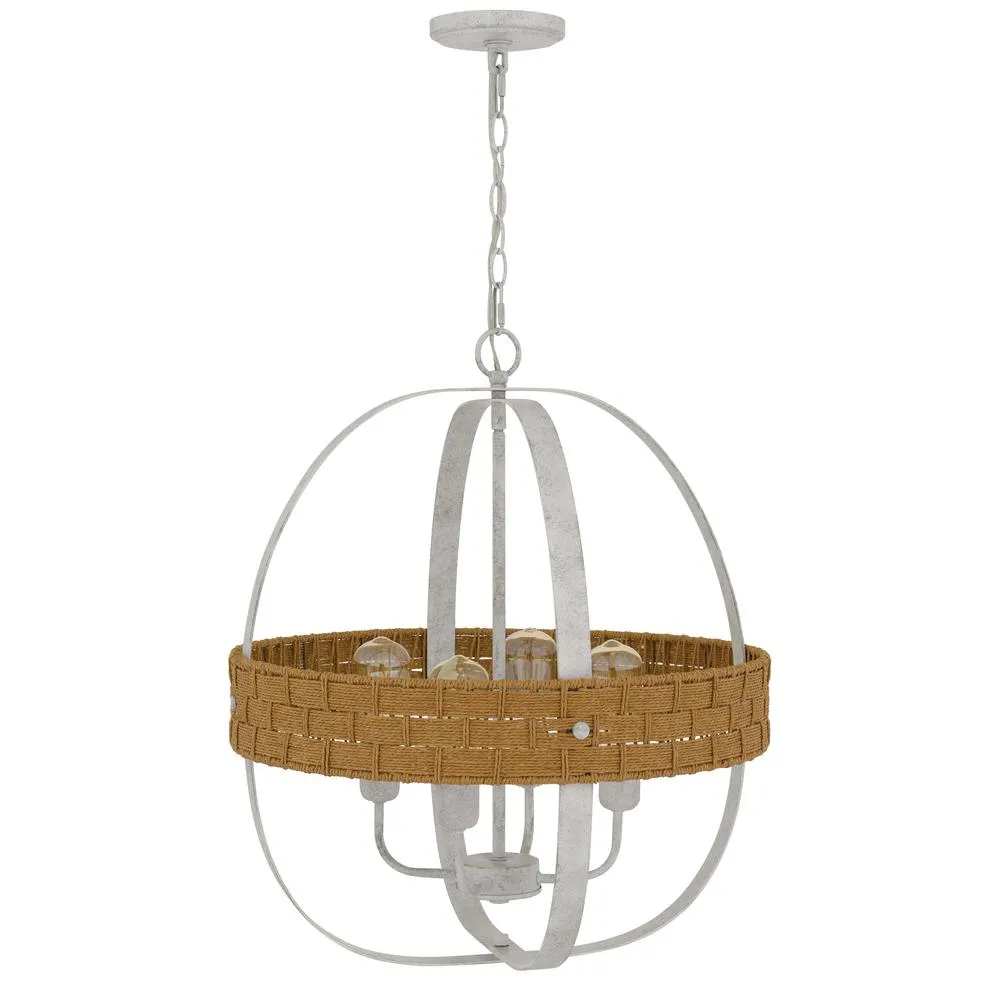 60W X 4 Barton Metal Chandelier With Rattan Design