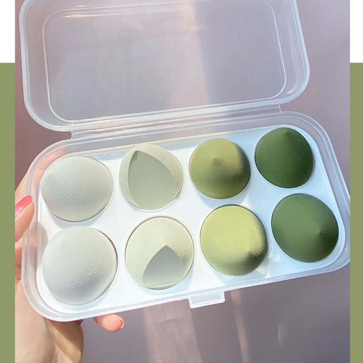 8PCS Makeup Puff Foundation Powder Blush Sponge Set-Green