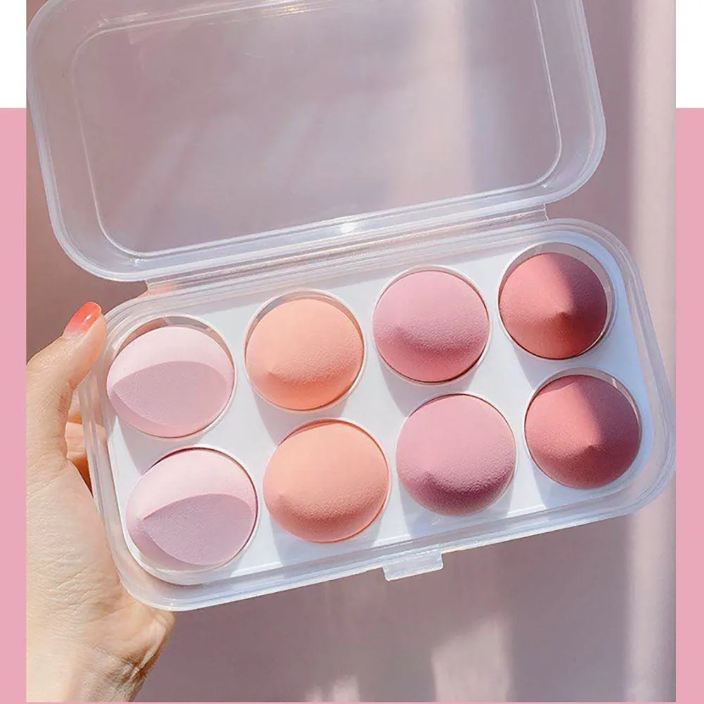 8PCS Makeup Puff Foundation Powder Blush Sponge Set-Pink