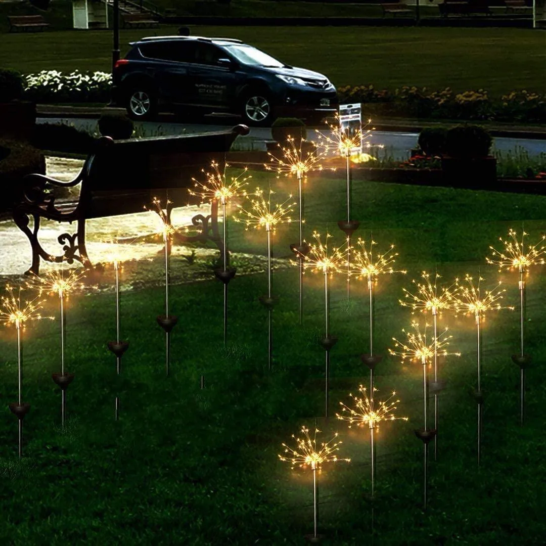 90 Led Starburst Solar Powered Stake Lights 2 Pack