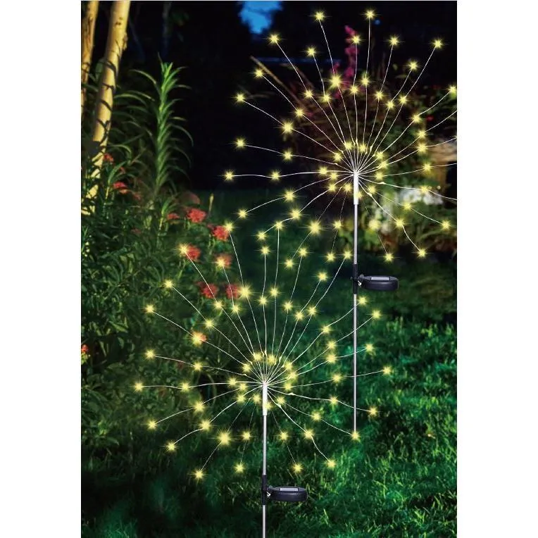 90 Led Starburst Solar Powered Stake Lights 2 Pack