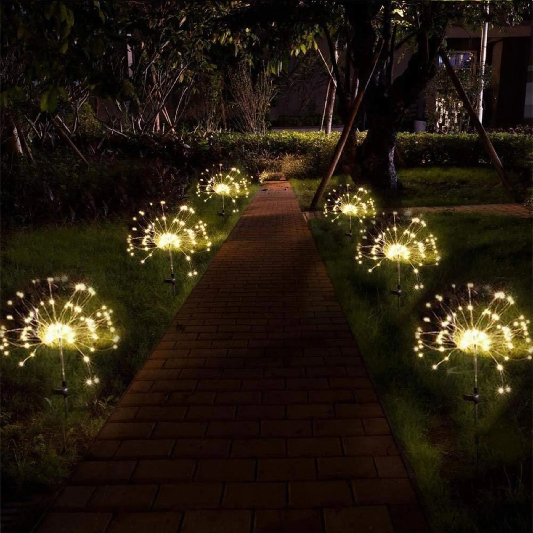 90 Led Starburst Solar Powered Stake Lights 2 Pack