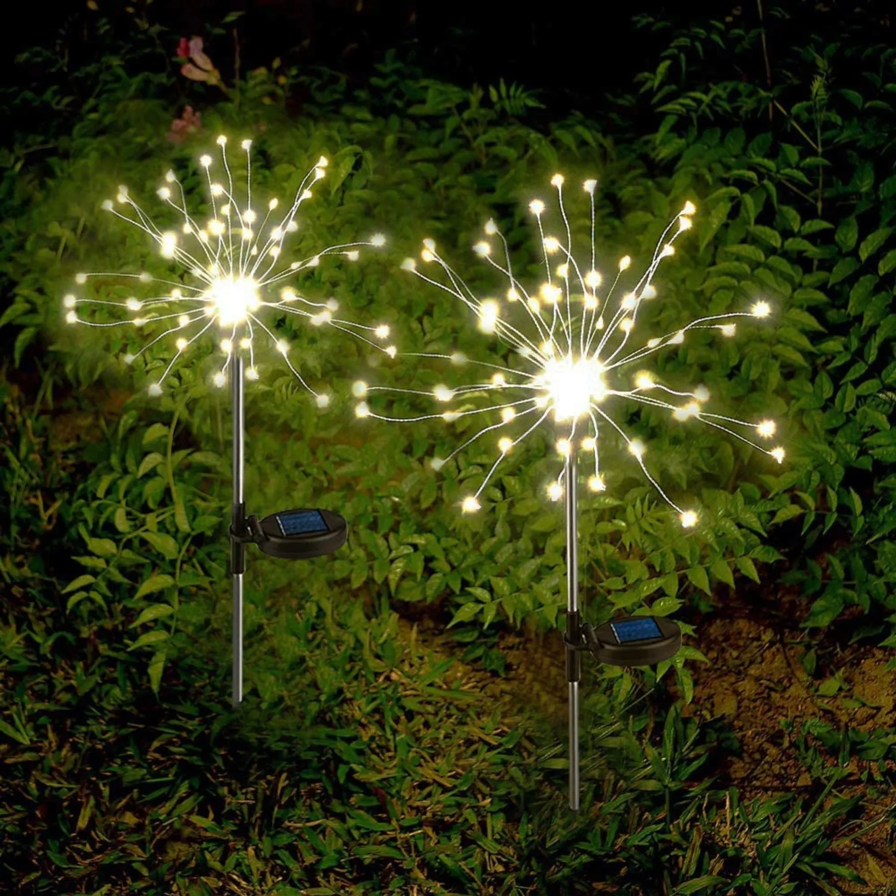 90 Led Starburst Solar Powered Stake Lights 2 Pack