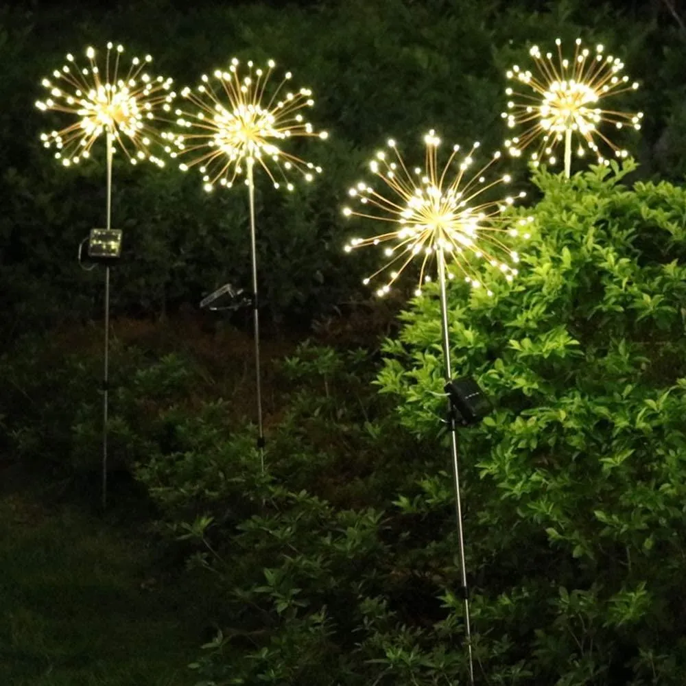 90 Led Starburst Solar Powered Stake Lights 2 Pack