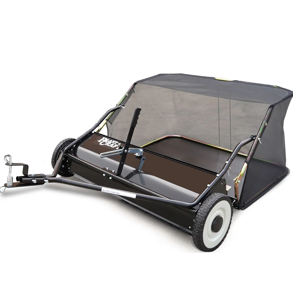 Adjustable Tow-Behind Lawn Sweeper 38", 340L Capacity, PlantCraft