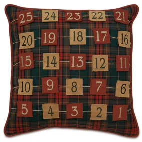 Advent Calendar 100% Wool Holiday Throw Pillow Cover 22x22