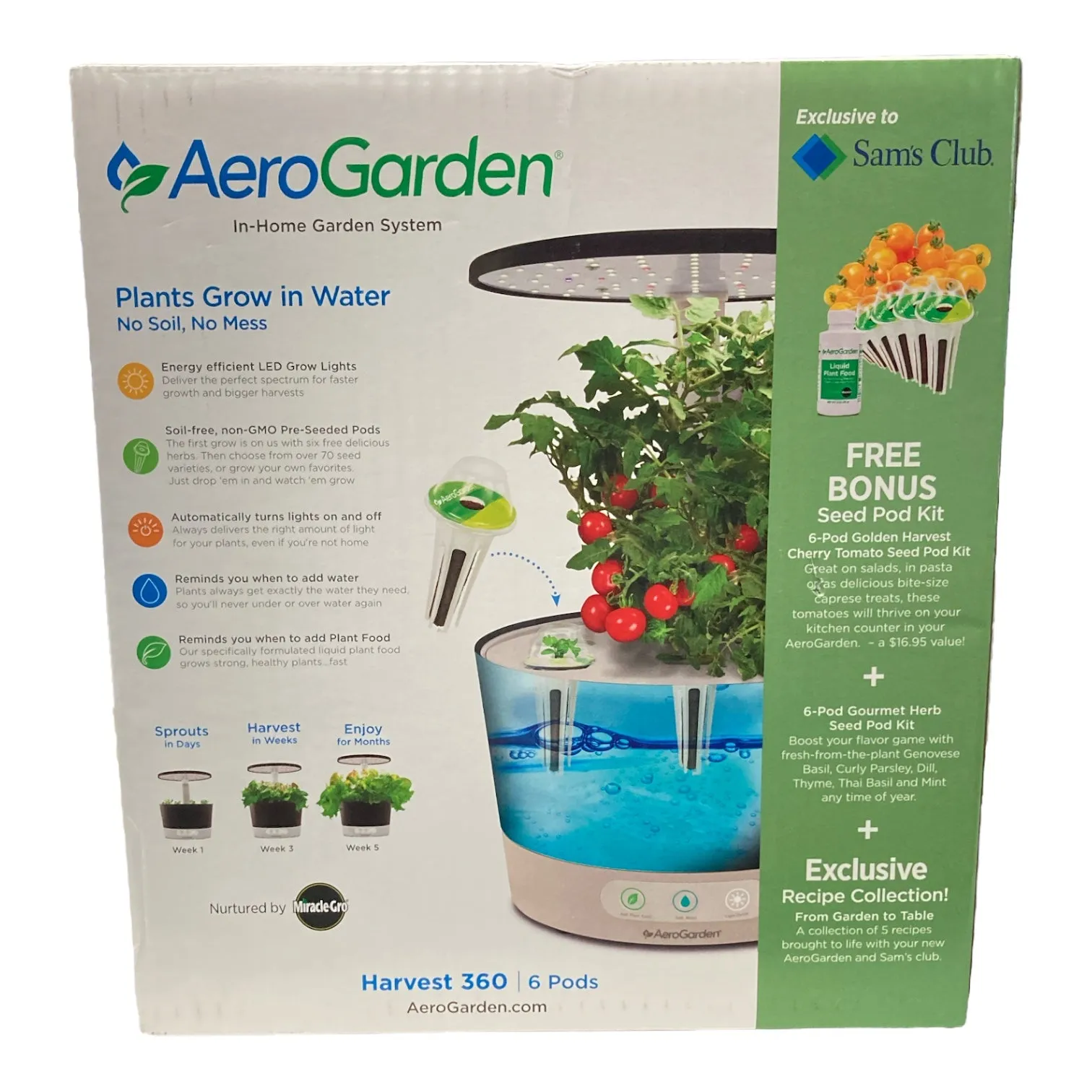 AeroGarden Harvest 360 Hydroponic Garden Bundle with Extra Seed Pod Kit