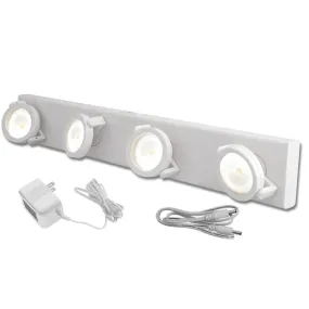 AmerTac LPL704 Series LPL704WAC Under Cabinet Track Light, 4-Lamp, LED Lamp, 75 Lumens, 3000 K Color Temp