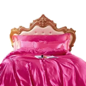 Anyhouz Beddings Hot Pink AU Single Size 2 Pcs High End Satin Smooth Duvet Cover Set Luxury Polyester Silky Soft Cozy Bedding Set