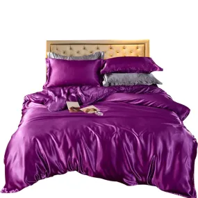 Anyhouz Beddings Indigo AU Single Size 3 Pcs High End Satin Smooth Duvet Cover Set Luxury Polyester Silky Soft Cozy Bedding Set