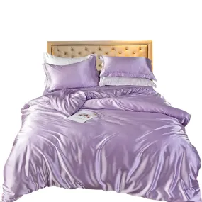 Anyhouz Beddings Lilac AU Single Size 2 Pcs High End Satin Smooth Duvet Cover Set Luxury Polyester Silky Soft Cozy Bedding Set