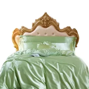 Anyhouz Beddings Sage Green US King Size 3 Pcs High End Satin Smooth Duvet Cover Set Luxury Polyester Silky Soft Cozy Bedding Set