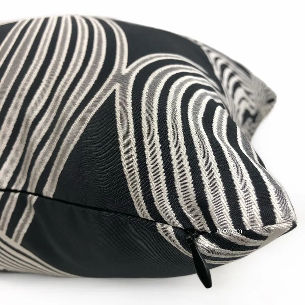 Aria Charcoal & Silver Modern Ribbon Twist Pillow Cover