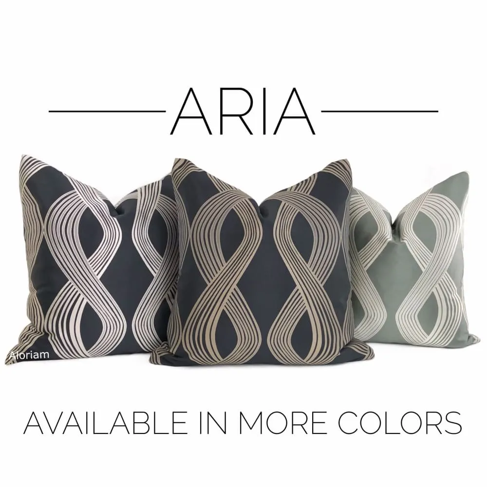 Aria Charcoal & Silver Modern Ribbon Twist Pillow Cover