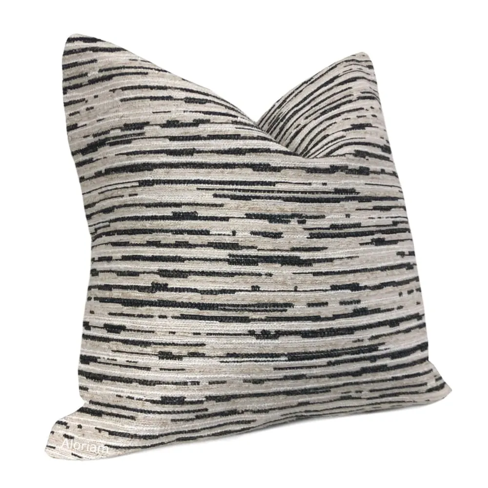 Ashton Beige Black Textured Stripes Pillow Cover