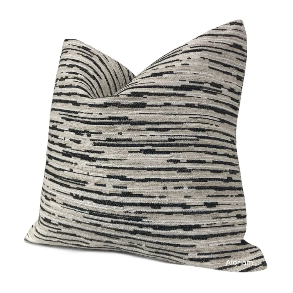 Ashton Beige Black Textured Stripes Pillow Cover